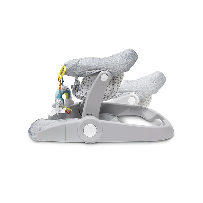 Bright Starts Learn-to-Sit 2-Position Floor Seat (Heather Gray) – Sit Baby Up in This Adjustable Baby Activity Seat Appropriate for Ages 4-12 Months – Includes Toys, Funfetti Neutral