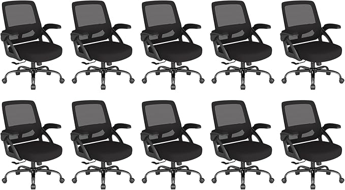 AnyGod Big and Tall Office Chair, Ergonomic Desk Chair Mesh Mid Back with Comfy Lumbar Support Swivel Task Executive Chairs with Wheels, Flip up Arms for Home, Office, Study