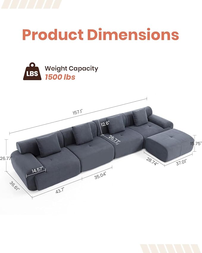 MastonHome Soft Boneless Lounge Couch for Apartment Living, Ideal for Renters & Small Homes, Casual Seating for Relaxing in Living Rooms