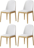Beige Upholstered backrest Wooden Dining Chairs Set of 4, Beige Upholstered Faux leather Dining Room Chair,SolidWood Frame wood color Side Chairs with Quiet Non-Slip Round Mat for Farmhouse Kitchen