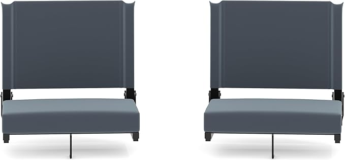 Flash Furniture Grandstand Portable Stadium Seats for Bleachers or Benches, Folding Padded Stadium Chairs with Handle, Pack of 2, 500 lb. Weight Capacity, Dark Blue