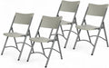 OEF Furnishings OEF600 Series High Back Folding Chairs, Blow-Molded Polyethylene Commercial-Grade Seating for Indoor and Outdoor Use, 500 lb Weight Capacity, 4-Pack (Light Gray)