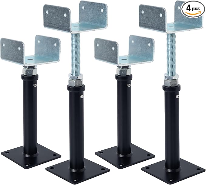 YXGJDP 4 Pack U-Shaped Floor Jack - Adjustable Steel Beam Support for 4x2, 4x4, 4x6 Joists Heavy Duty Screw Jack with U-Head Telepost & House Jack.9-13 Inch Adjustment Range.