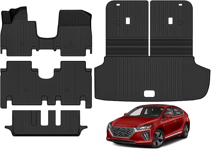 All Weather Floor Mats for 2026 Hyundai Ioniq 9 7-Seats with 2nd Row Bench Chairs Floor Mats & Trunk Mat with Backrest Mat for Hyundai Ioniq 9 Accessories All Season Floor Liner