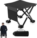 ZHIYUEJING Folding Camping Footrest, 13-Inch Camping Stool with Carrying Pouch and Side Pockets for Picnic, Beach, Fishing, Hiking, Black