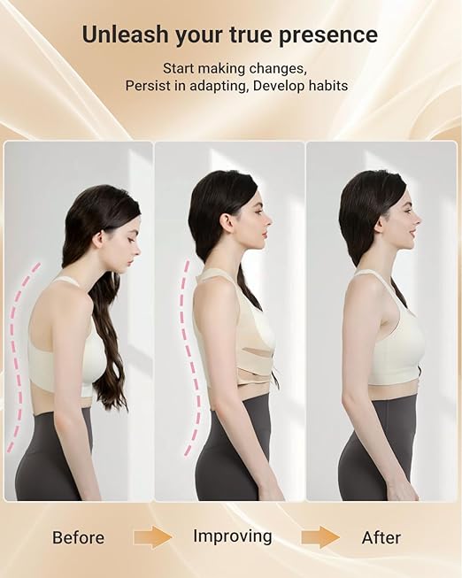 Hypoke® Premium Fabric Upper Back Brace Posture Corrector for Women, Kinetic Support Back Straightener Posture Brace for Women，Barely There Design For Office Professionals (Large)