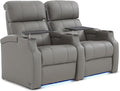 Weilianda Home Theater Seating, Top Grain Leather Sectional Seats Recliner Chair, Zero Gravity Reclining Sofa with Power Headrest 7 Colors Ambient Lighting USB C Charge Row of 2 Grey