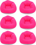6 Pcs Bean Bag Chairs for Adults, Pink Inflatable Chairs with Foot Pump, Folding Blow Up Couch, Flocking Portable Lazy Sofa for Movie Night, Living Room, Camping, 220lbs Load Capacity