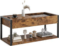 KJGKK Coffee Table, 40" Center Table with Storage Shelf, Rectangle Coffee Table, for Living Room, Toolless, Easy Assembly, Simple Style, Rustic Brown (Colonial)