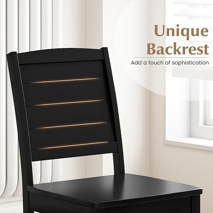 Giantex Wood Dining Chairs Set of 2, Modern Kitchen Chairs w/Rubber Wood Legs, Curved Backrest, Farmhouse Diner Chairs, Wooden Armless Side Chairs for Home Dining, Restaurant, Load 400 LBS, Black