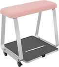 Pedicure Foot Rest, Portable Nail Salon Footrest with Organizer Tray, 110LBS Load Capacity, Lockable Casters for Beauty Nail Salon, Spa, Home, Clinic (Pink)