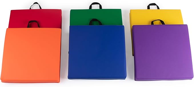 Cushioned Floor Seats - Set of 6 Square Spot Markers for Early Childhood Floor Time - Flexible Seating
