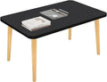 Funecy Coffee Table Low Table with Solid Wood Sturdy Legs, Floor Table Desk for Sitting on The Floor, Storage and Living Room Furniture (Black-Square)
