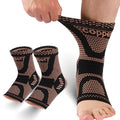LISEPWU Copper Ankle Brace, Copper Infused Ankle Support Compression Sleeve for Men & Women, for Foot Pain Relief, Sprained Recovery, Achilles Tendonitis, Daytime or Night Use(L)