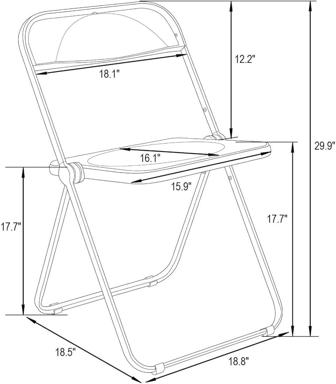 LeisureMod Lawrence Modern Clear Acrylic Folding Chair with Metal Frame, Space-Saving Transparent Seating for Dining Room, Home Office, Bedroom, Vanity or Small Spaces, (Rose Pink, Set of 4)