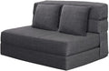 ANONER 60" Fold Sofa Bed Couch Memory Foam with 2 Pillows Futon Sleeper Chair Guest Bed and Fold Out Couch, Washable Cover Queen Size, Dark Gray