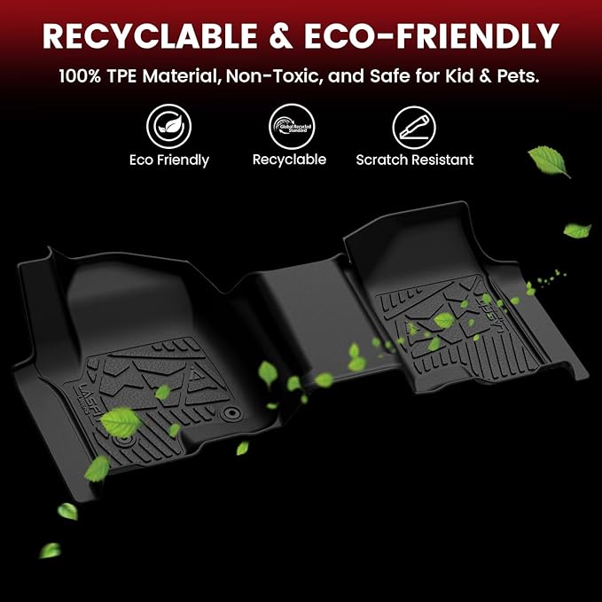 LASFIT Floor Mats for Ford F-150 2011-2014 SuperCrew 1st Row w/o Center Console Carpet Floor All Weather Protector Car Liners TPE Truck Mats, Front & Rear Rows, 3pcs Black