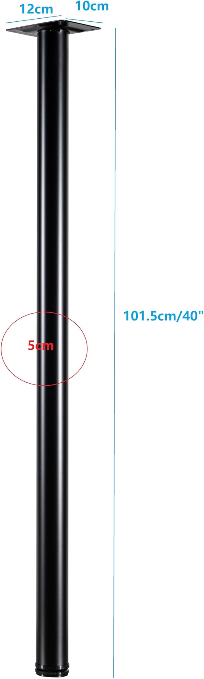 WUHUANGKAKA 40 Inch Adjustable Metal Desk Legs, Suitable for DIY Furniture, Computer Desk, Dining Table, Workbenches, Coffee Table, Set of 4 (Black)