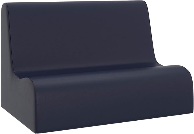Children's Factory Small Contour Sofa, Mix-and-Match Kids Chairs, Sofas, Corner Ottomans and Cubes, Foam-Filled and Water-Resistant, Flexible Seating for Classroom Elementary, Navy Kids Couch