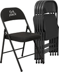 4 Pack Black Padded Folding Chairs Set - Comfortable Stackable Portable Chairs for Indoor Outdoor, Events, Parties, Office, Wedding (PU Leather, Classic Black,School Chair)