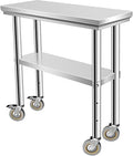 Stainless Steel Table - Metal Table Cart - Commercial Workbench with Caster Wheel - NSF Certified - for Restaurant, Warehouse, Home, Kitchen, Garage,30''x12''