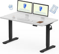 FLEXISPOT EN1 One-Piece Standing Desk with 1-Inch Thick Desktop, 55"x28" Electric Height Adjustable Desk for Home Office & Multi-Device Workstations, White