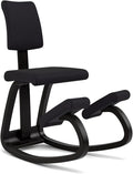 Varier Variable Plus Ergonomic Kneeling Chair with Backrest Black/Black| Active Sitting Posture Support Home Office Desk Chair | 10 Year Guarantee