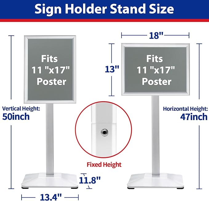 VAIIGO Sign Stand 11x17inch Pedestal Sign Holder Poster Stand 3Packs Adjustable Floor Standing Sign Holder with Heavy Duty Display Stand for Indoor Outdoor Business Store Sign Holders(Silver)