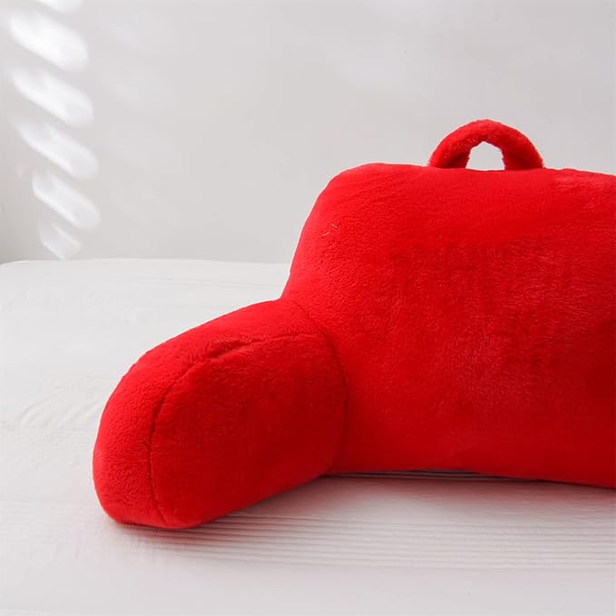 Aimuan Reading Pillow Bed Rest Wedge Adult Backrest Pillow with Arms Back Support for Sitting Up in Bed Cushion Incline Rest Sleeping Snoring Pillow,Red Standard