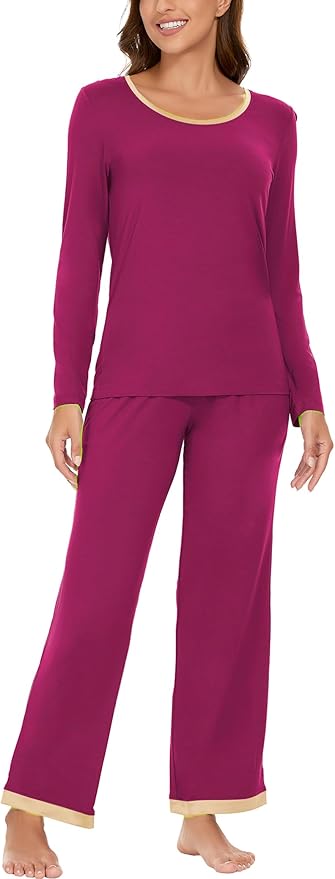 GYS Viscose from Bamboo Women's Pajama Sets Super Soft Long Sleeve Sleepwear Comfy Winter Pjs Sets S-4X