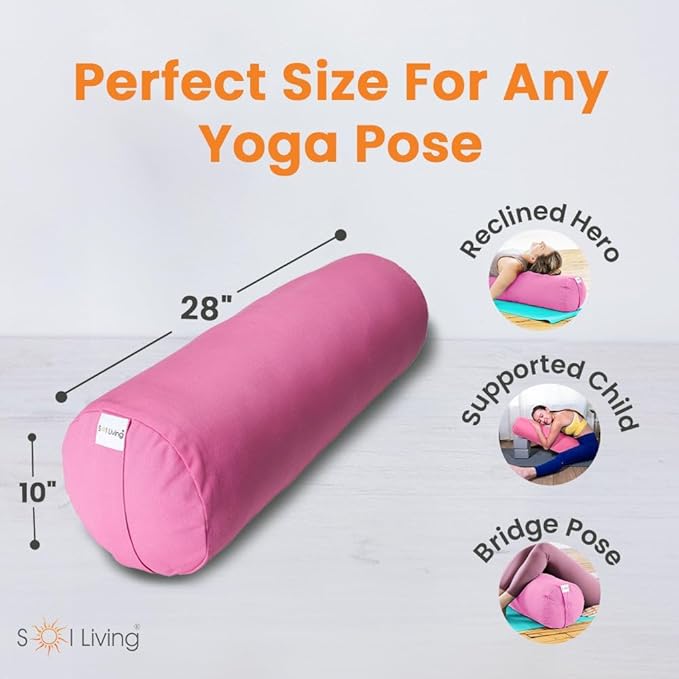Sol Living Yoga Bolster Pillow Rectangular Meditation Cushion Cotton Meditation Accessories for Restorative Yoga Meditation Pillow Yoga Pillow Firm Body Pillow Bolster Pillow for Legs Removable Cover