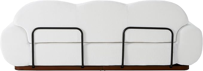 Christopher Knight Home Zera 88" Comfy Chenille Upholstered Cloud Couch, 3-Seater Sofa Couches, Low Profile Home Sofa Living Room with Round Arm, Sturdy Wooden Frame Lounge Chair Indoor, White