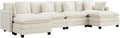 UMBFUN 4-Seater Cloud Couch with 2 Ottomans, Extra-Large Modular Sectional U Shaped Sofa with Deep Seat Cushions, Chenille Couch for Living Room, Beige