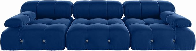 JACH 104" Convertible Modular Green Sectional Sofa, Minimalist Mid-Century Velvet Sofas Couches, Luxury Modern 3-Seat Wide Couch Sectional for Living Room Office Apartment (Blue)