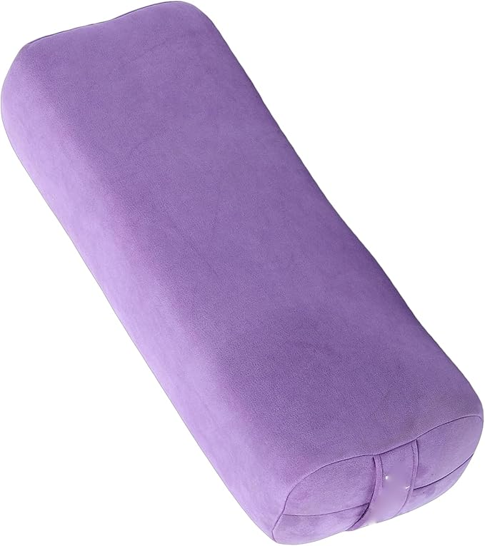 SPYMINNPOO Yoga Bolster, Meditation Cushion & Floor Pillow with 3 Layer Support, Washable Velvet Cover & Carry Handle (Purple)