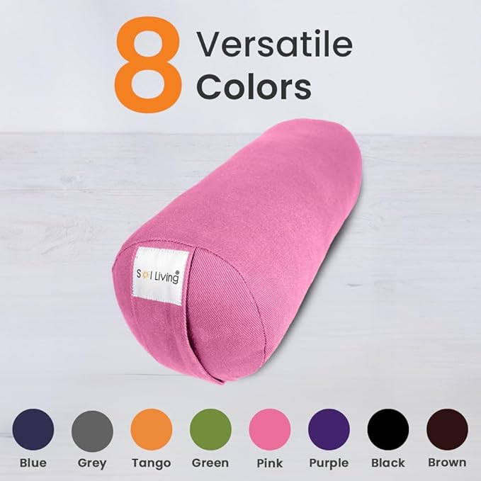 Sol Living Yoga Bolster Pillow Rectangular Meditation Cushion Cotton Meditation Accessories for Restorative Yoga Meditation Pillow Yoga Pillow Firm Body Pillow Bolster Pillow for Legs Removable Cover