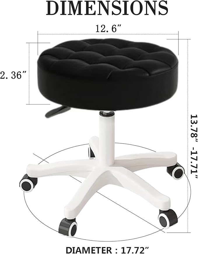 HDHNBA Small Chair Round Rolling Stool with Wheels PU Leather Height Adjustable Swivel Drafting Work SPA Salon Stools Home Office Chair,4 Pack