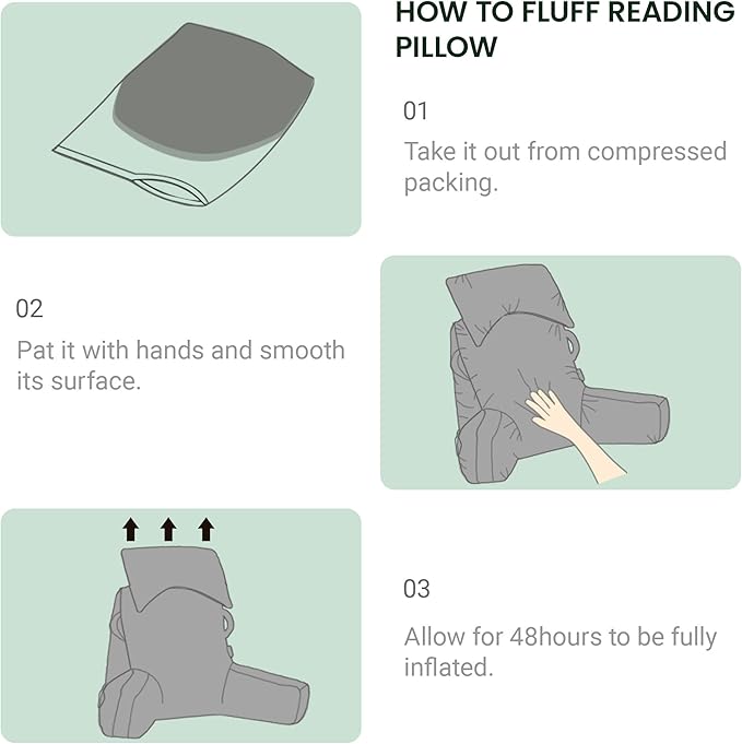 Unisakey Portable Reading Pillows with Headrest for Bed Sitting Up(Dark Green Oeko-Tex), Velvet Back Pillow with Arms & Pockets for Adults, Support Memory Foam Bed Pillow for Dorm/Watching/Gaming