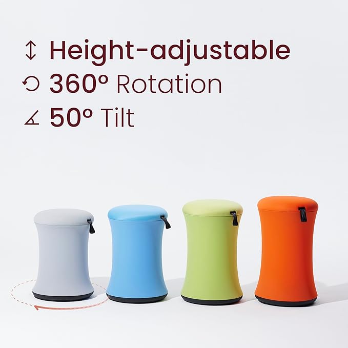 TopJob Boba Chair Stylish Active Wobble Stool, ADHD Chair, Improves Posture and Focus, Ergonomic with Height Adjustable Stool for Adults Children for Home Office, Study Room (Scarlet)