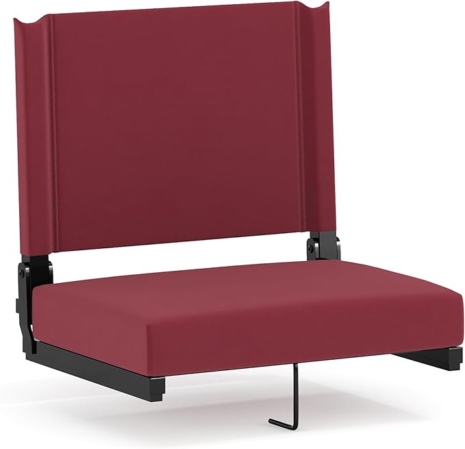 Flash Furniture Grandstand Portable Stadium Seat for Bleachers or Benches, Folding Padded Stadium Chair with Carrying Handle, 500 lb. Weight Capacity, Maroon