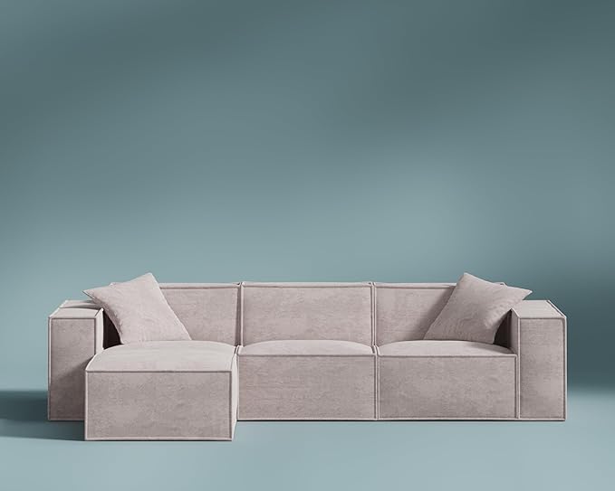 ROVE LAB M1 Modular Sectional Sofa with Ottoman, Sofa in a Box, Modular Couch, Spill-Resistant,Sustainable, Stylish, Modern Sectional Couch for Living Room with SmartFoam Comfort