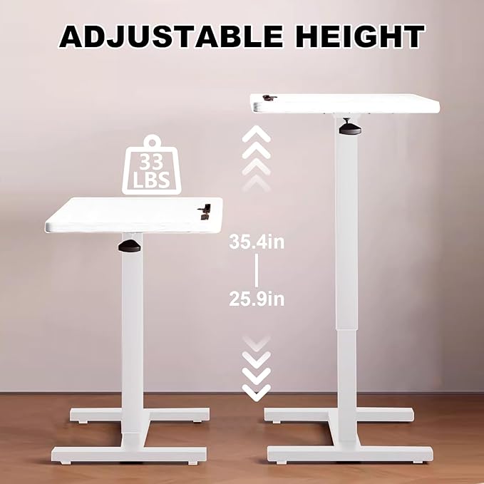 Overbed Bedside Table with Wheels Adjustable Height, Mobile Hospital Bed Table with USB Port, Rolling Standing Laptop Bed Table for Study, Office, Home, White