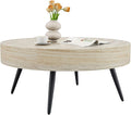 LKTART Coffee Table for Living Room, Round Wood Coffee Tables, Modern Metal Accent Center Tea Table for Apartment Small Space (31Inch-Mars Light)