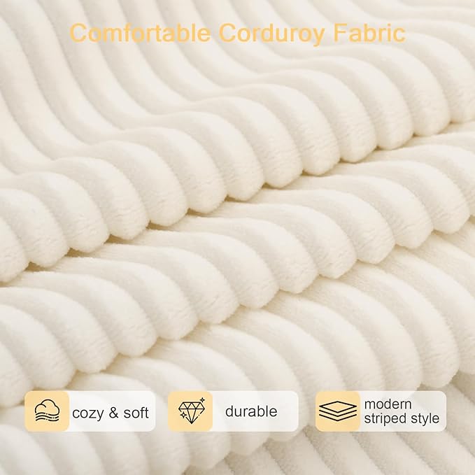 COMAX Futon Sofa Bed Queen, 79" Convertible Sofa Bed Couches for Living Room, 4 in 1 Folding Boneless Sleeper Corduroy Couch Loveseat Foam In a Box, Foldable Comfy Lounge Fold Out Floor Mattress Beige