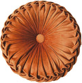 Teieas Round Throw Pillow Velvet Home Decoration Pleated Round Pillow Cushion for Couch Chair Bed Car Orange