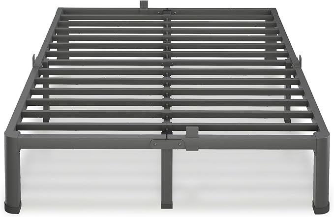 VIPSHOW 10 Inch Full Size Bed Frame, 3500Lbs Heavy Duty Metal Platform with Round Corner Legs Mattress Slide Stopper, Steel Slat Support No Box Spring Needed, Noise Free, Non-Slip, Easy Assembly