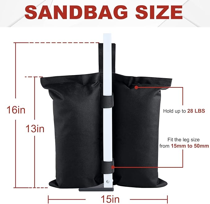 ABCCANOPY Canopy Weights 120 LBS Gazebo Tent Sand Bags,4pcs-Pack (Black)