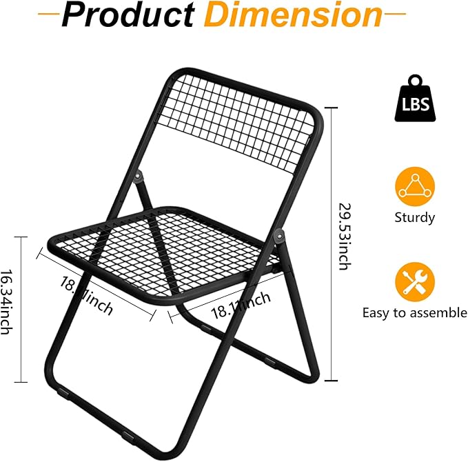 10 Pack Folding Chair,Balck Color,Single Piece,Foldable Space - Saving Design for Indoor/Outdoor Use