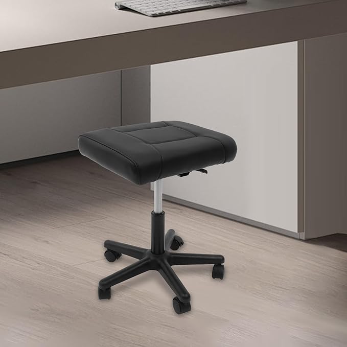 Mobile Footrest, 15.75-20in Height Adjustable Portable Foot Rest Stool, Multi-Use Stool with Lockable Wheels Under Desk Leg Rest Rolling Chair for Office, Home