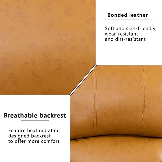 AYCP Bonded Leather Living Room Furniture Set Reclining Sofa Set Loveseat Furniture Sets in Living Room Sofa Recliners (Sofa+Loveseat, Ginger)
